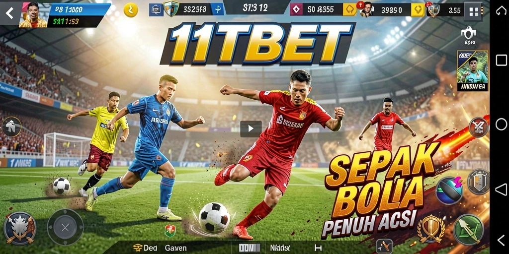 Tampilan gameplay menegangkan dalam permainan sepak bola 11TBET.