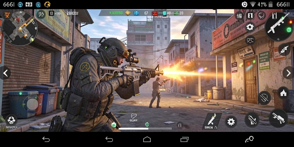 Screenshot utama dari gameplay TPS yang mendebarkan di 666I.