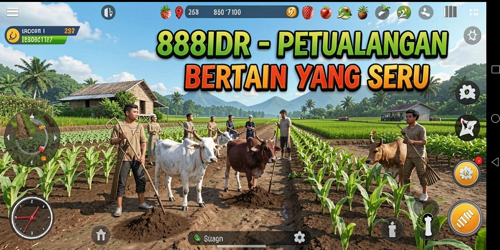 Tangkapan layar yang menunjukkan permainan bertani yang seru di 888IDR.