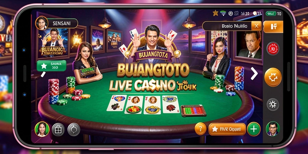 Screenshot gameplay Live Casino dengan dealer profesional di BUJANGTOTO.