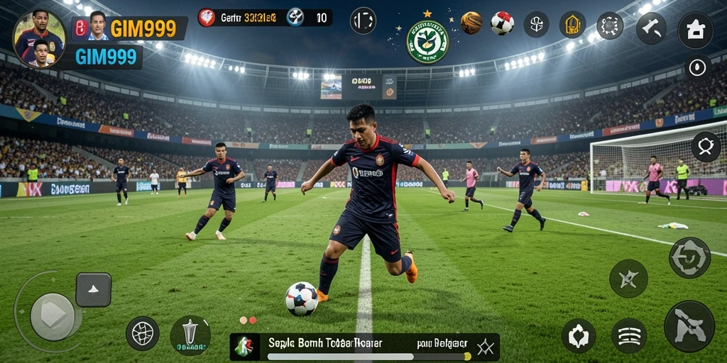 Menampilkan gameplay intens dalam pertandingan sepak bola.