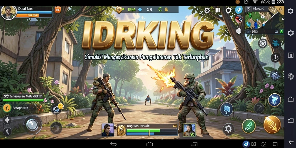 Tampilan gameplay IDRKING yang menampilkan dunia simulasi yang kaya dan interaktif.