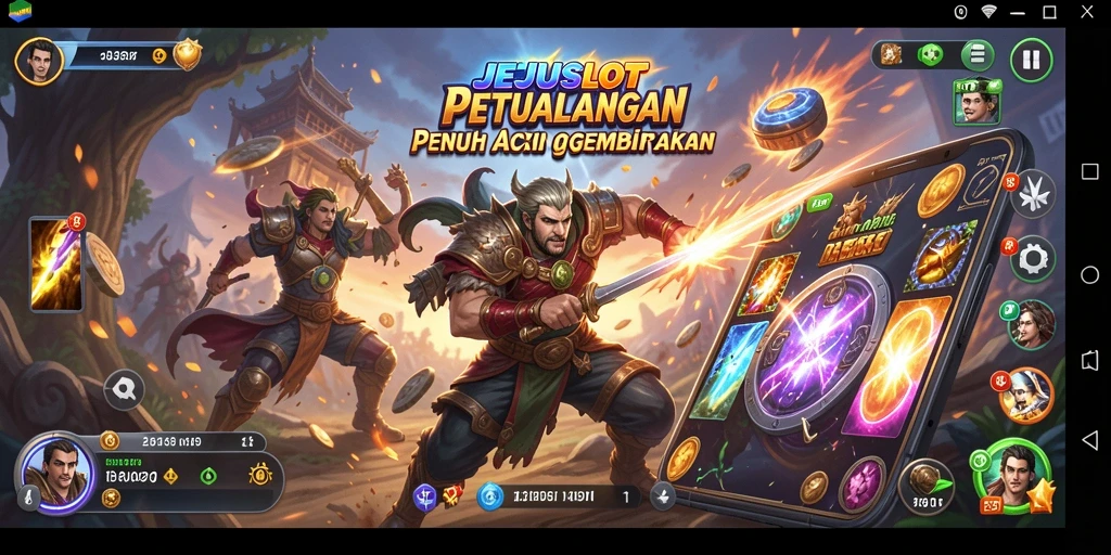 Tampak pertarungan seru dalam JEJUSLOT dengan karakter yang beraksi.