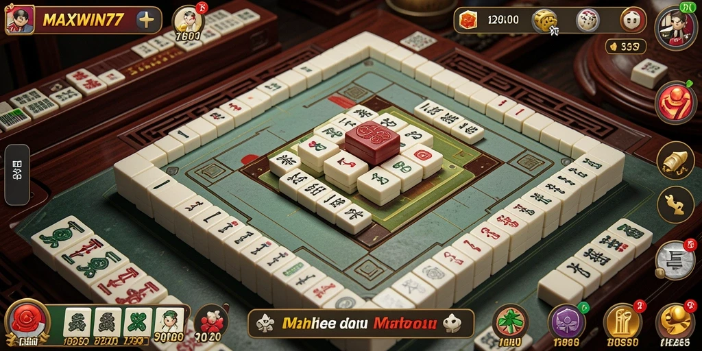 Screenshot gameplay MAXWIN77 menampilkan suasana seru permainan Mahjong.