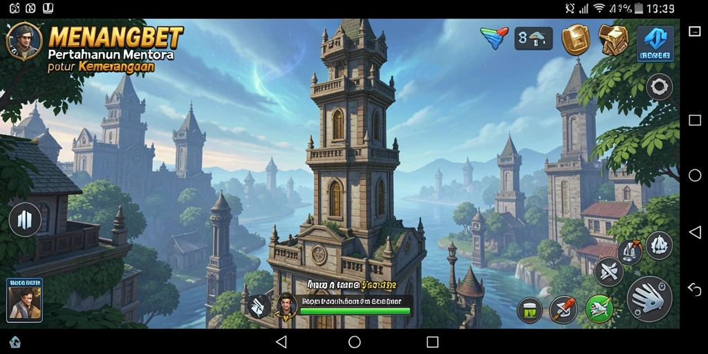 Tampilan menara dan musuh dalam gameplay MENANGBET yang menarik.