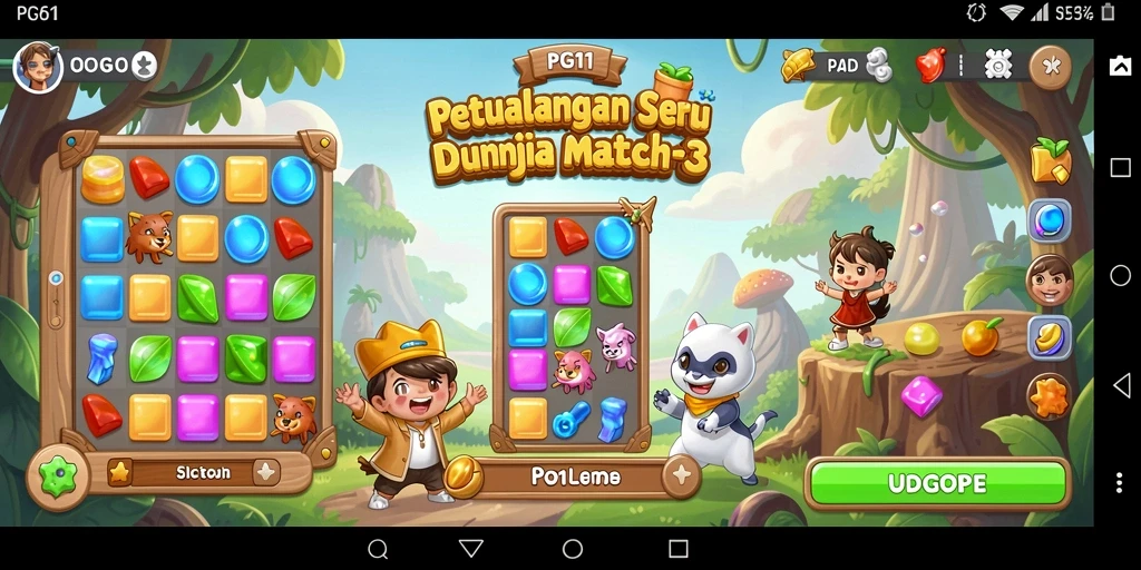 Tampilan gameplay PG11 yang menawan dalam genre Match-3.