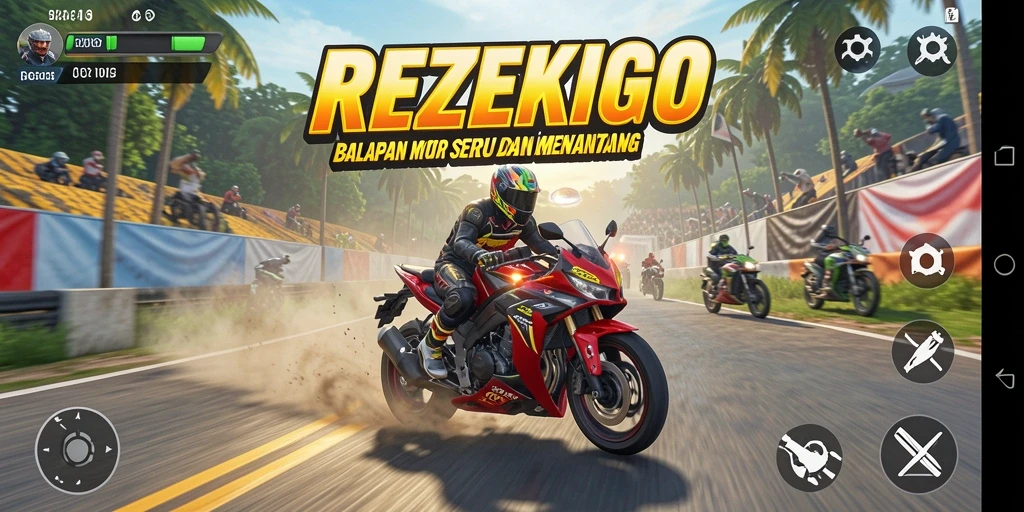 Gameplay balapan motor yang seru dan mendebarkan di REZEKIGO.