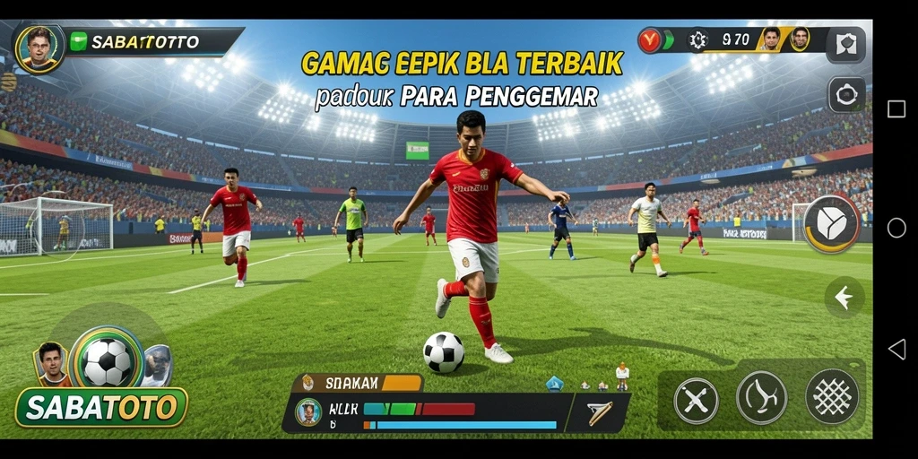 Tampilan menarik gameplay SABATOTO dengan aksi sepak bola nyata.