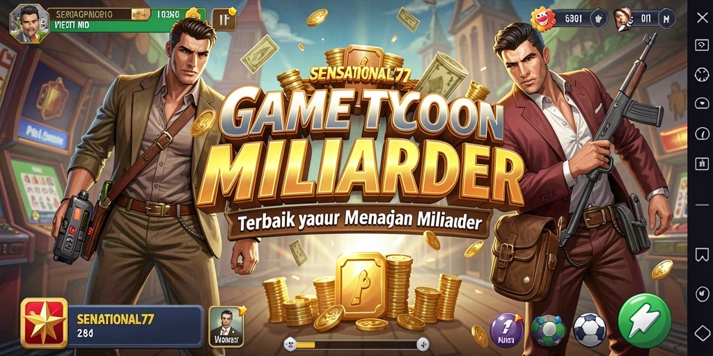 Screenshot permainan SENSATIONAL77 menampilkan aksi membangun kerajaan bisnis.