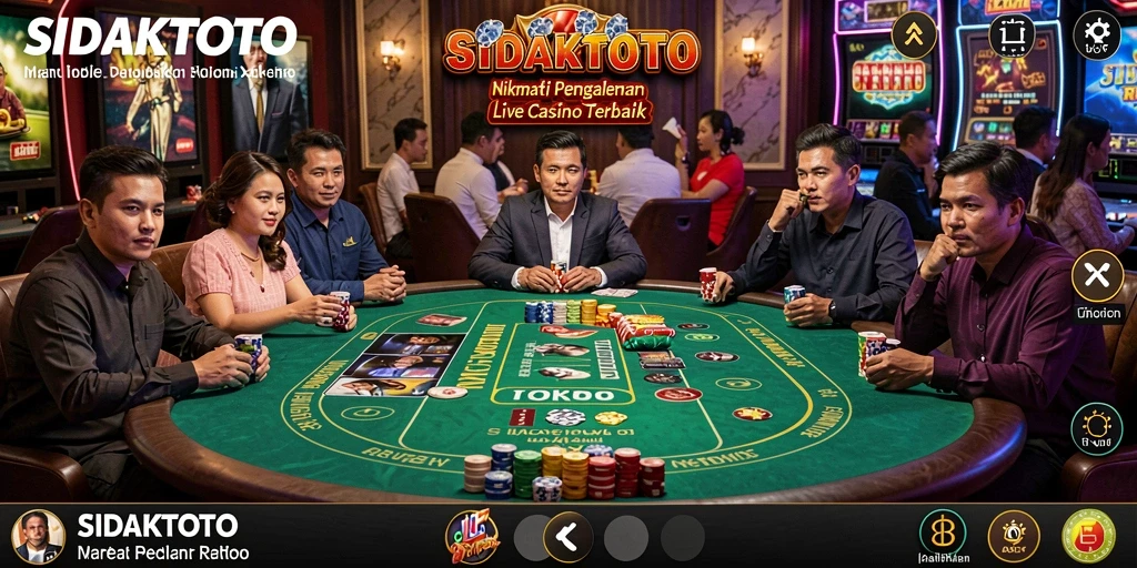 Screenshot gameplay Live Casino SIDAKTOTO yang menampilkan dealer profesional.