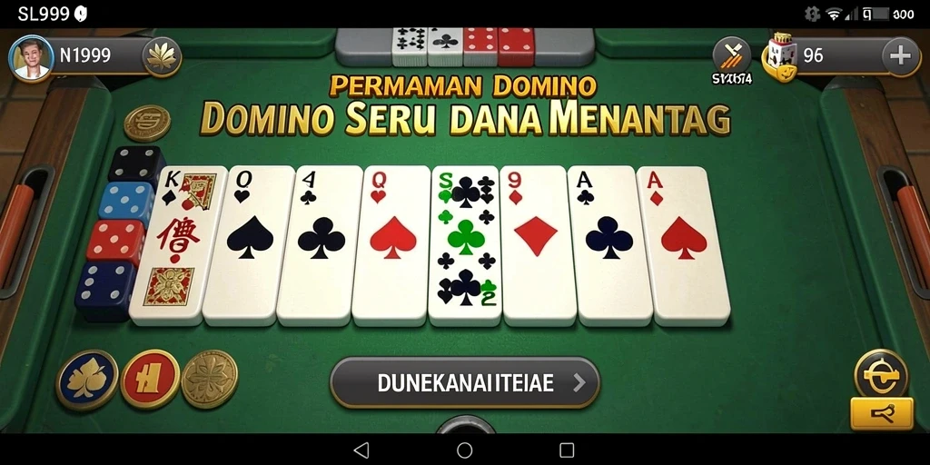 Gameplay seru SL999 dengan variasi permainan Domino yang menarik.