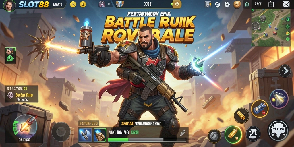 Gameplay <strong>SLOT88</strong> yang intens dan mendebarkan di arena Battle Royale.