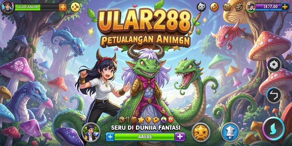 Tampilan seru dari gameplay ULAR288 yang penuh warna dan karakter unik.