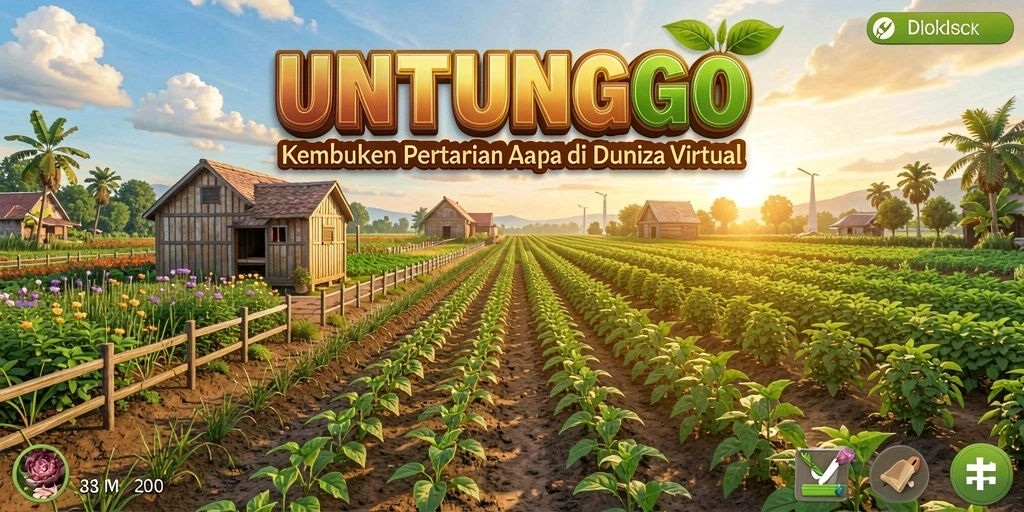 Screenshot gameplay UNTUNGGO yang menunjukkan keindahan ladang pertanian.