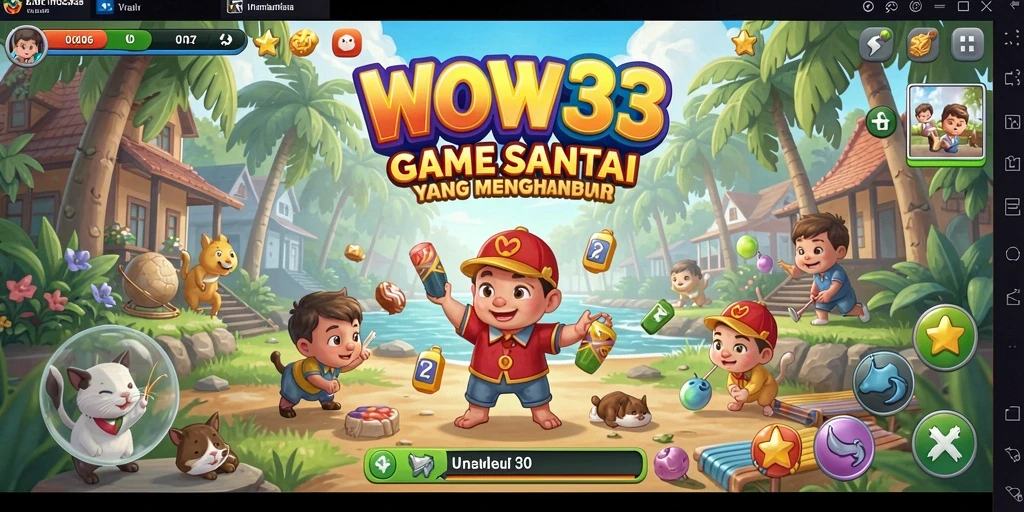 Tampilan gameplay WOW33 yang ceria dan menyenangkan.