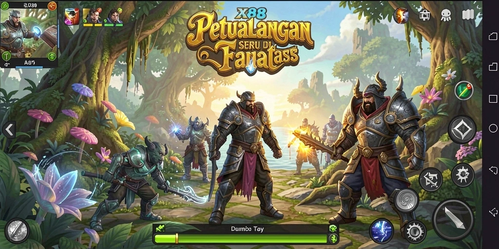 Gameplay X88 menampilkan aksi seru di dunia petualangan yang kaya.
