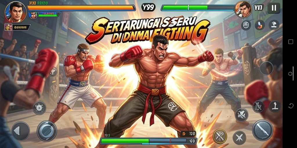Tampilan gameplay Y89 yang penuh aksi dalam pertarungan Fighting.